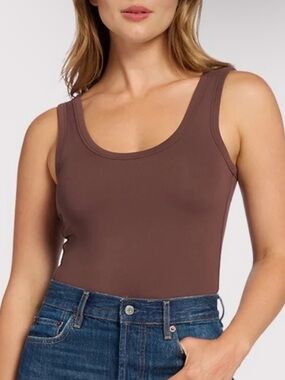 Nuuds Seamless Scoop Tank Bodysuit- Coffee Brown- XXL